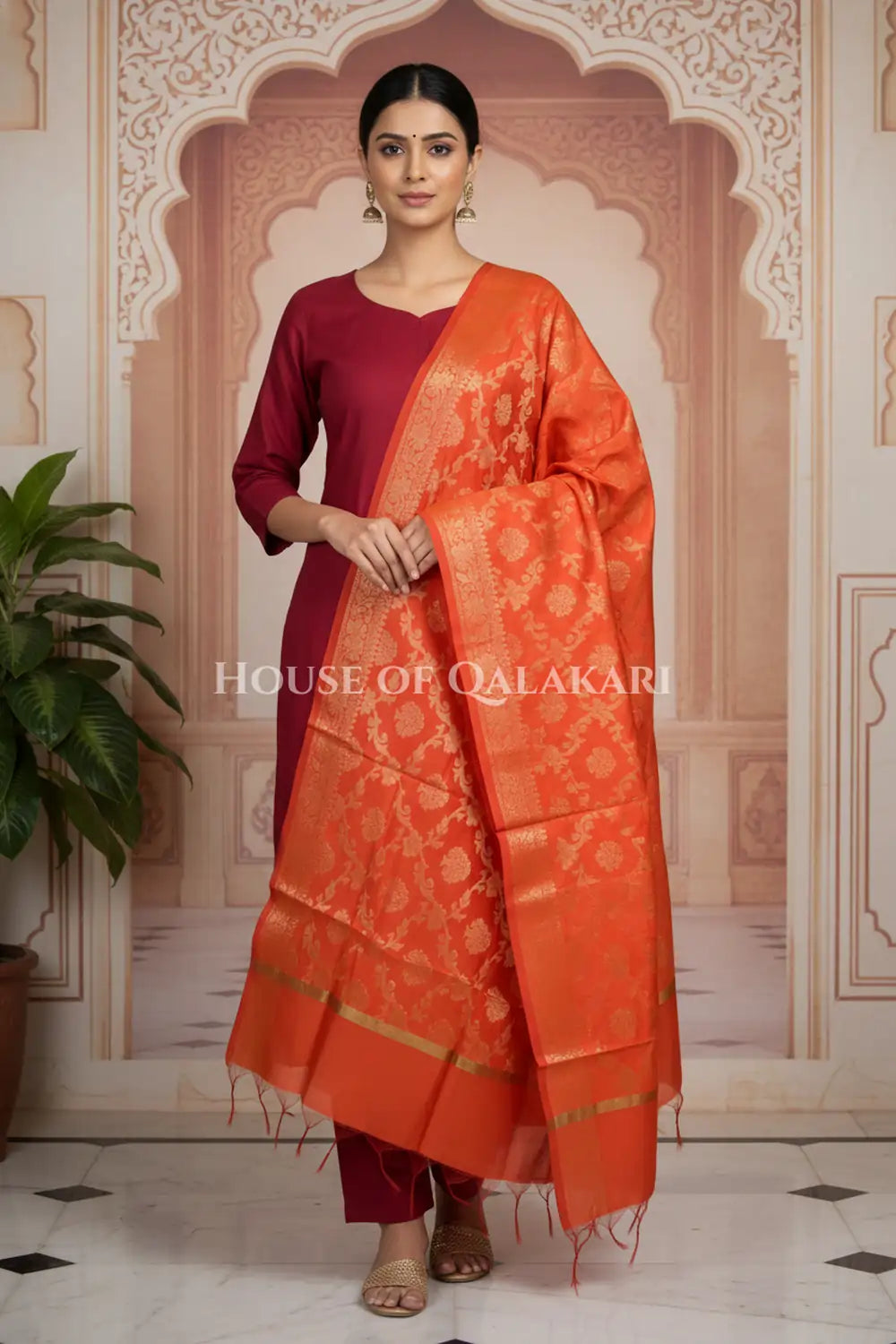 silk dupatta 0236 front pose1