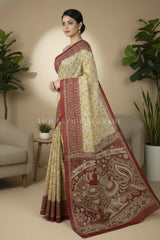 cotton kalamkari saree 0455 side pose