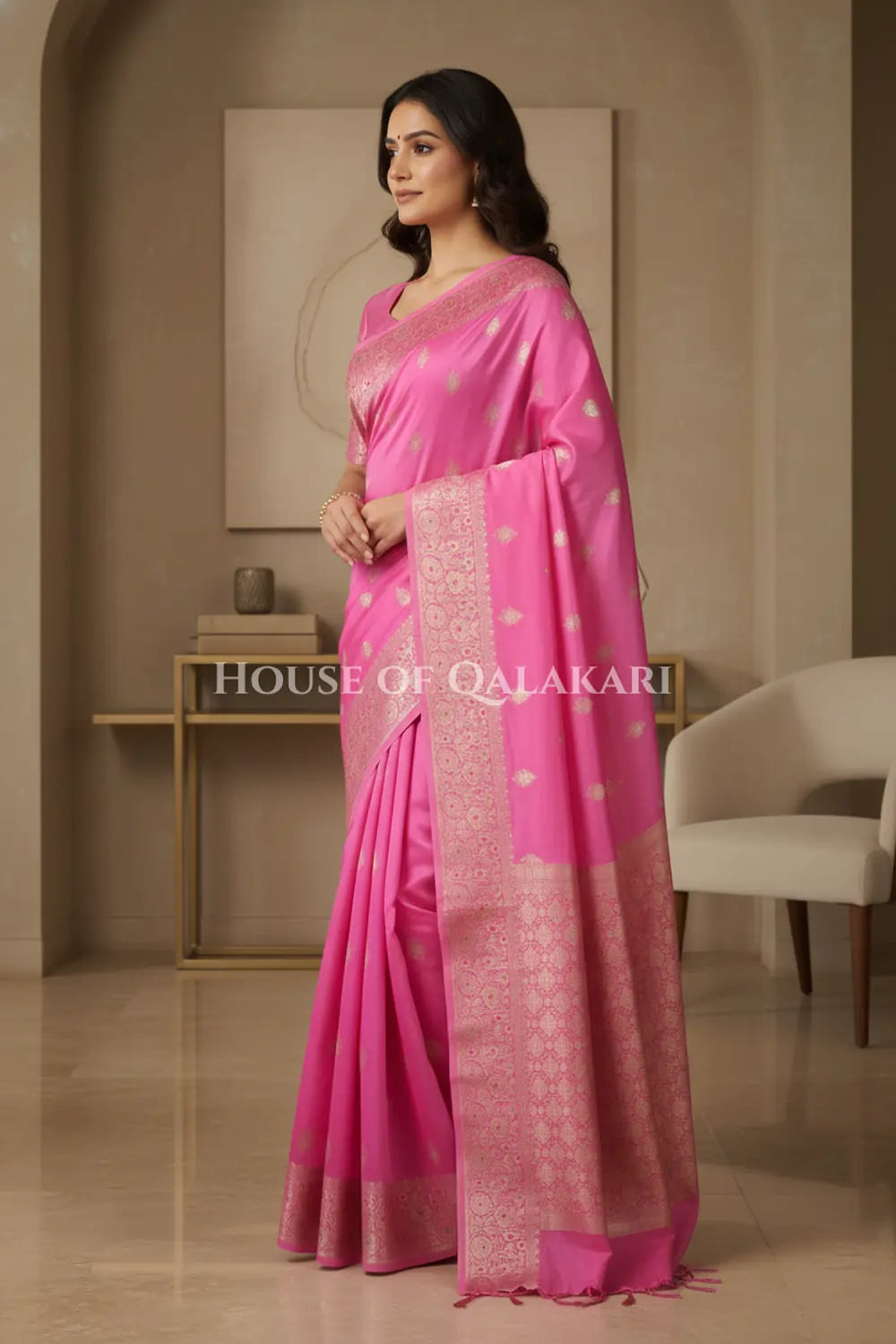 moonga silk saree side pose