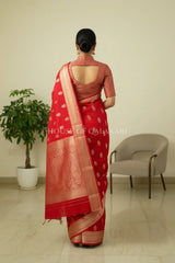 chiniya pure silk saree back pose