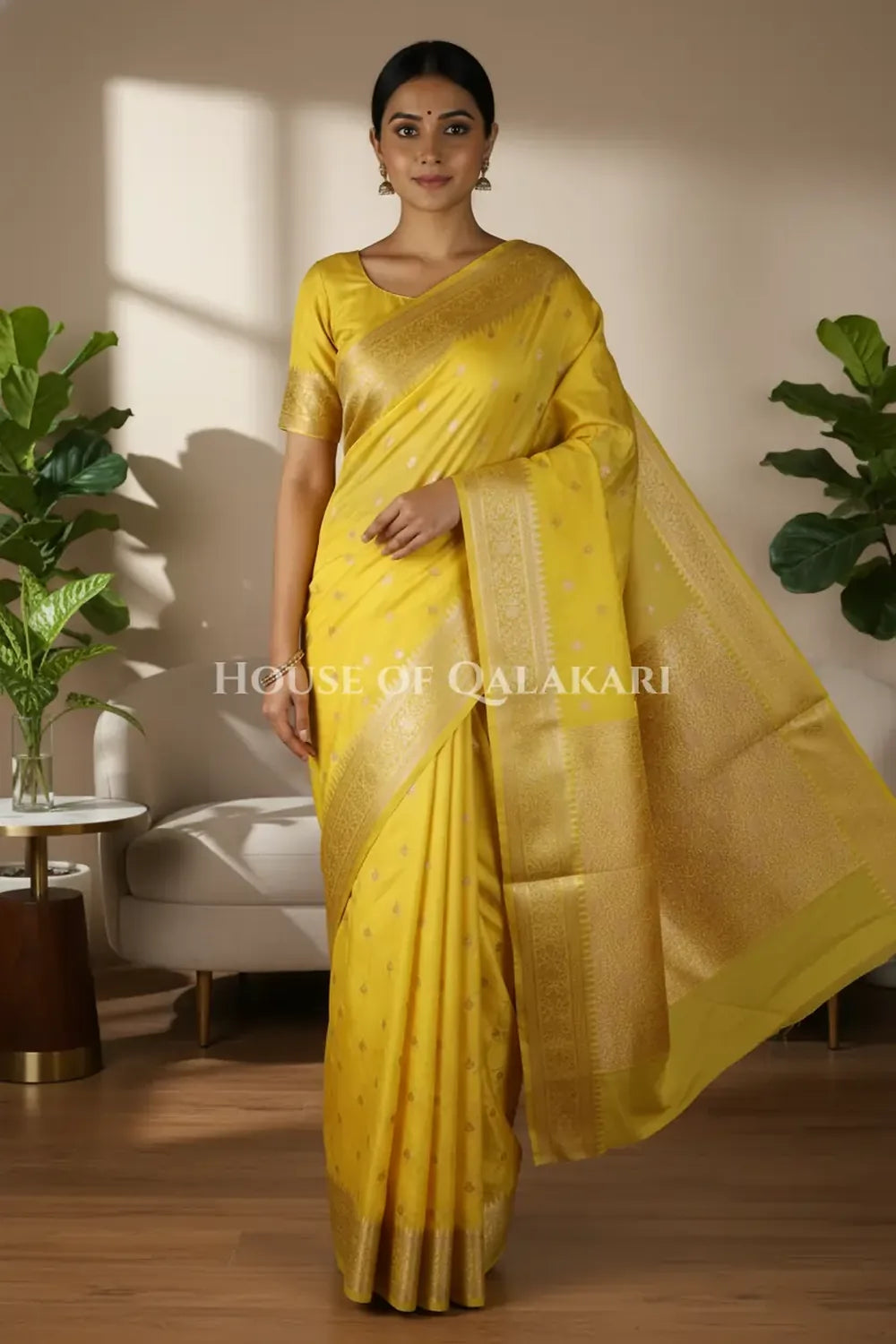 Mushroom silk Saree front pose