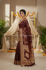Double Katan Silk Saree side pose