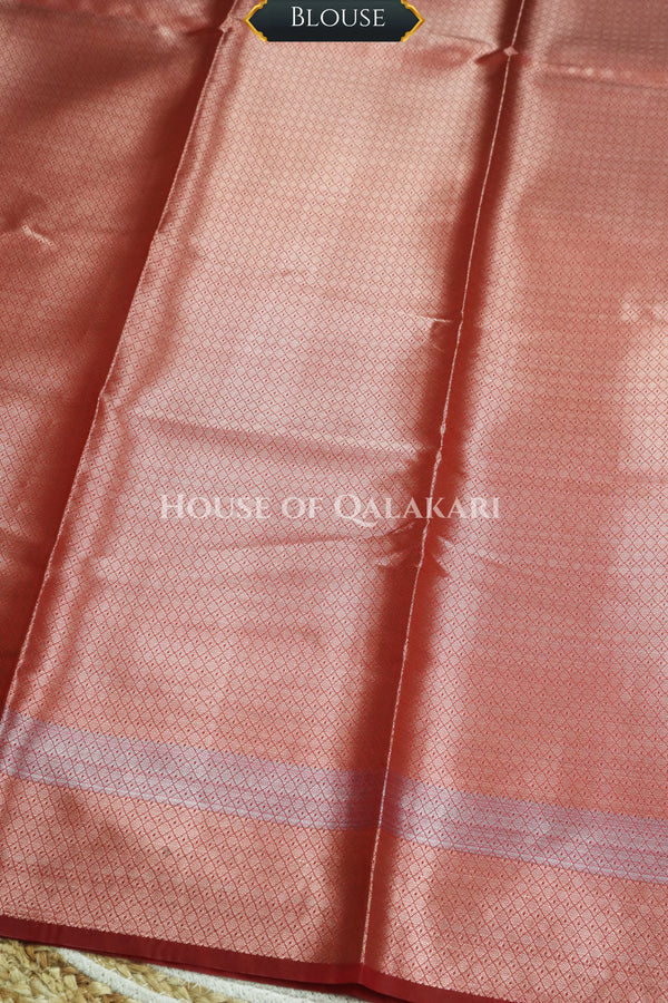 Banarasi Raw Mango Silk Saree in Maroon with Plain Body & Floral Zari Border & Pallu