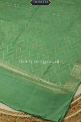 Munga Pure Silk Zari Floral Buti Unstitched Dress Material-Mint Green