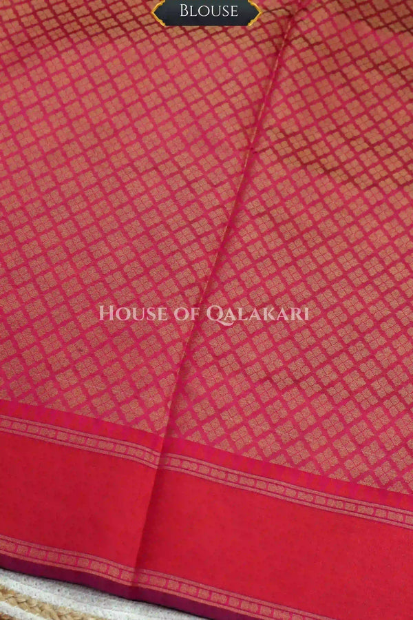 Pink Banarasi Cotton Patola Saree with Floral geometric woven butis