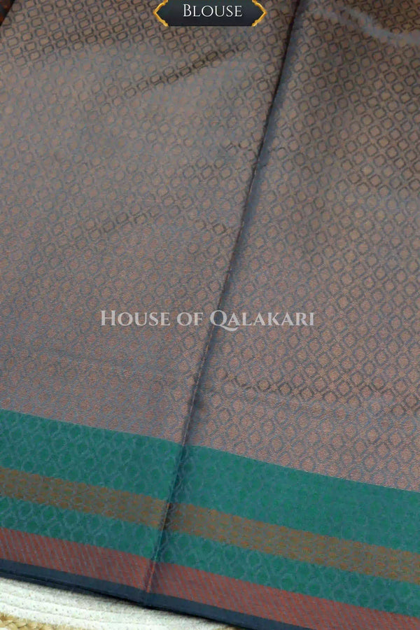Grey Banarasi Cotton Patola Saree with Tribal geometric jaal weave