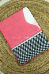 Pink & Black  Bagru Mulmul Cotton Saree with Off-White Floral Buti Prints