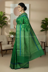 Green Banarasi Mulmul cotton patola Saree with Geometric square checks