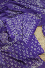 Pure Cotton Purple Floral Hand Block Print Unstitched Suits