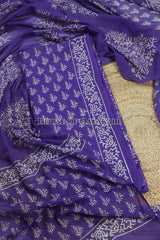 Pure Cotton Purple Floral Hand Block Print Unstitched Suits