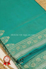 Banarasi Pure Silk Saree in Teal Green with soft resham zari work and heavy blouse
