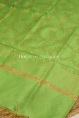 Banarasi Silk Dupatta in Khaki Green with all over floral vine jaal