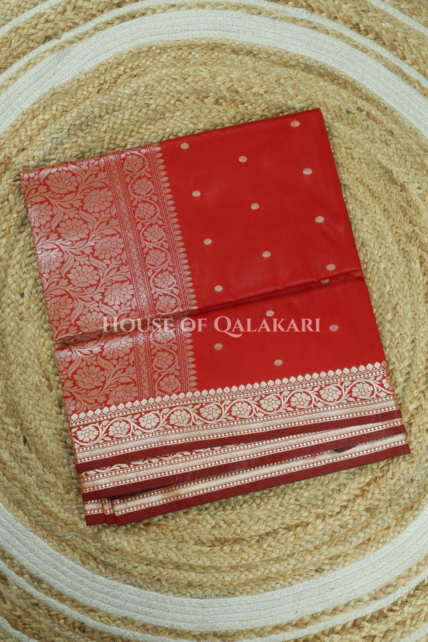 Banarasi Silk Jamewaar Saree in Red with Zari Butis & Floral Jaal Pallu