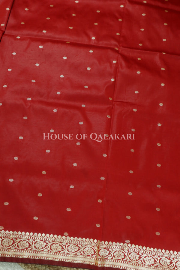 Banarasi Silk Jamewaar Saree in Red with Zari Butis & Floral Jaal Pallu