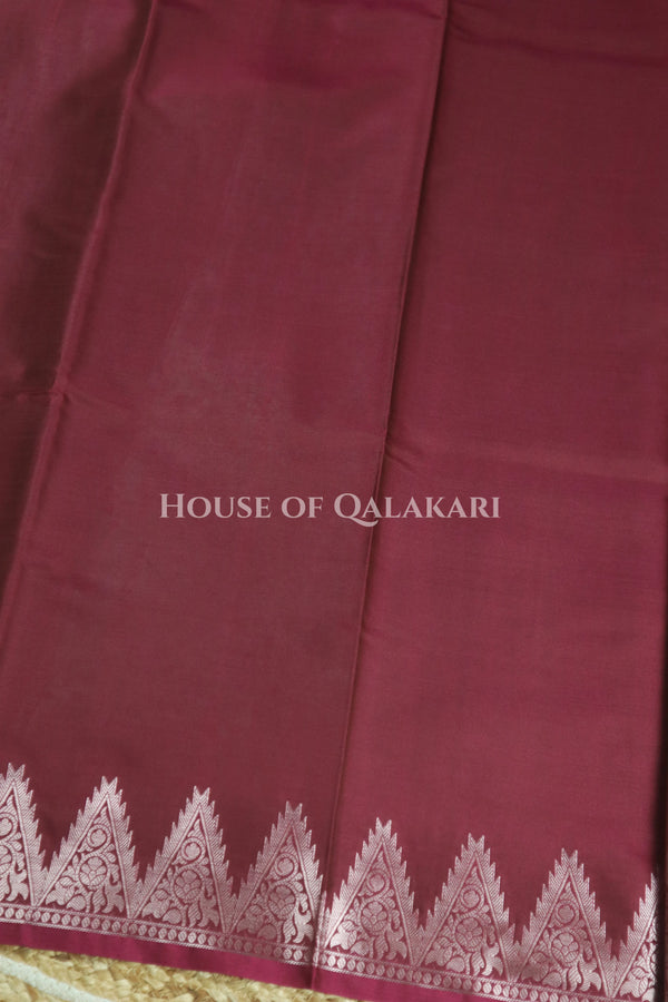 Silk Banarasi Saree in Wine with Triangle Zari Border