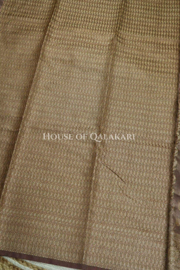 Banarasi Crepe Tissue Sarees with Zari Jaal work and heavy pallu in Ash Mocha