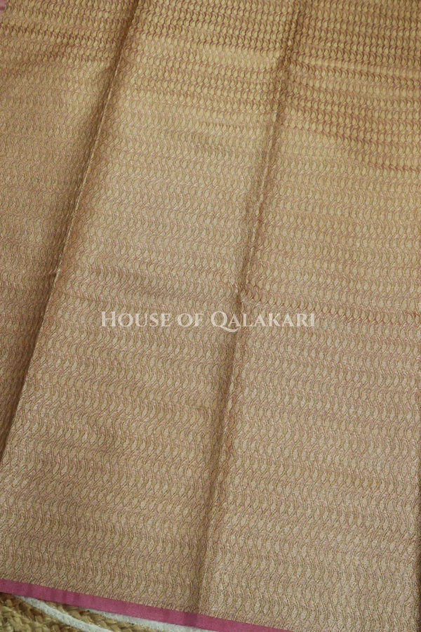 Banarasi Crepe Tissue Sarees with Zari Jaal work and heavy pallu in Mauve Pink